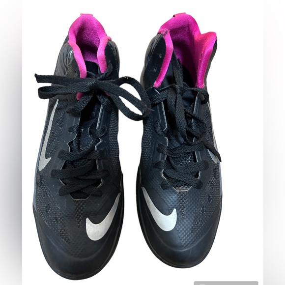 Nike Hyperfuse 2013 SZ 5y Black Metallic Silver Dark Grey Pink - Picture 2 of 5